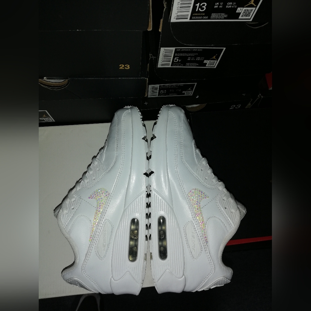 NIKE AIR MAX 90S "SWAROVSKI CRYSTALS CUSTOMIZED WOMEN'S US SIZE 8.5 GREAT COND - Picture 5 of 12